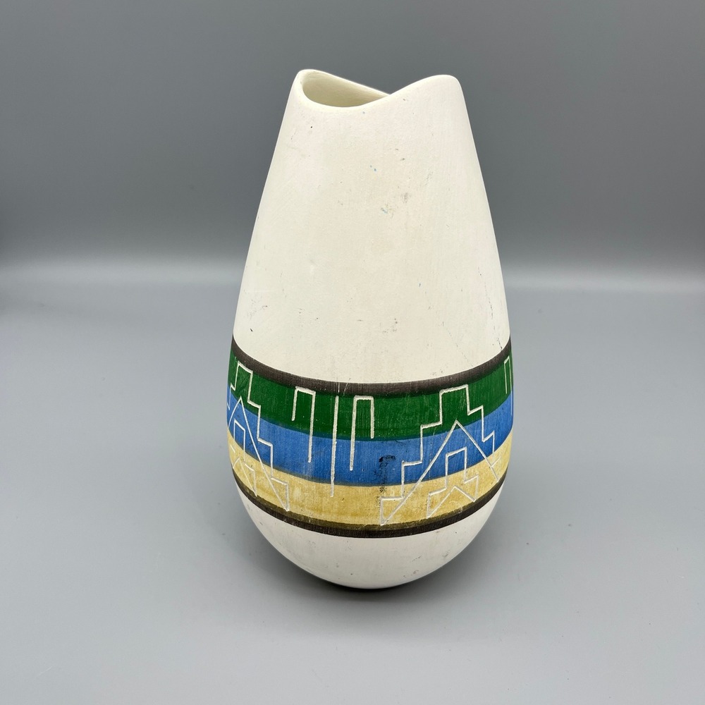 Handmade Ceramic Vase Native American Inspired Southwestern Geometric Design - Picture 5 of 10